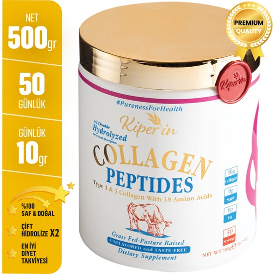 Kiperin Collagen 100 Saf Ve Doğal Yüksek Biyoaktif Ve Biyoyararlı Çift Hidrolize Edilmiş Toz 7374