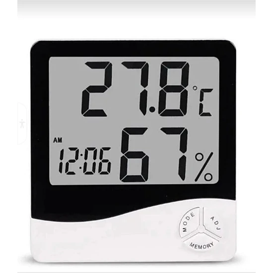 Newstore Home Derece Termometre Isı Nem Saat Alarm Mini Dijital Termometre Nem Ölçer Oda Sıcaklığı Iç Mekan