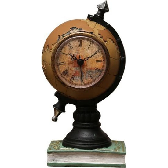 Pabiflo Amerikan Retro Dekorasyon Saat Odası Sundurma Küre Saat Ofis Dekorasyonu Masaüstü Dekorasyonu-Kahverengi (Yurt Dışından)