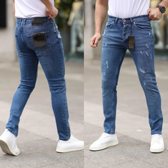 Redcode Jeans Erkek Yırtık Model Likralı Kot Pantolon