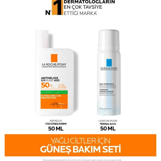 La Roche-Posay La Roche Posay Yağlı Ciltler Için Güneş Bakım Seti:anthelios Oil Control Fluide Yüz Güneş Kremi 50ML&TERMAL Su 50ML