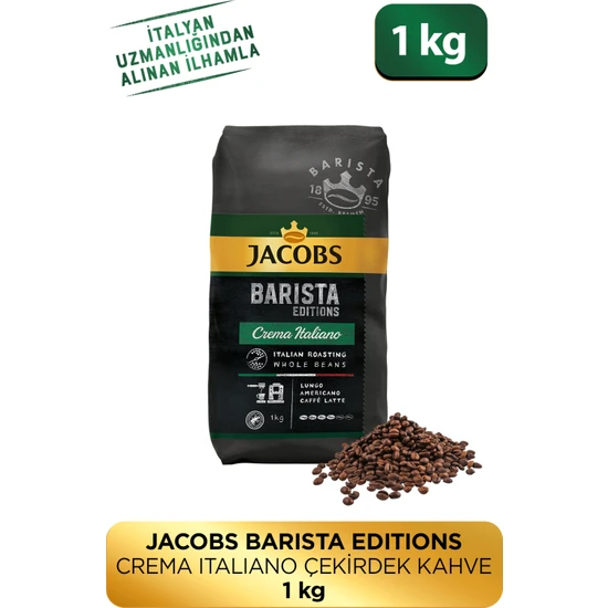 JACOBS Barista Editions Çekirdek Kahve Crema Italiano Yüksek Yoğunluk Yavaş Kavrum 1kg