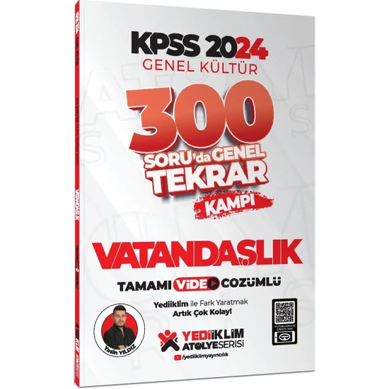 Yediiklim Yayınları 2024 KPSS Genel Kültür Vatandaşlık 300 Soru'da Tamamı Video Çözümlü Genel Tekrar Kampı