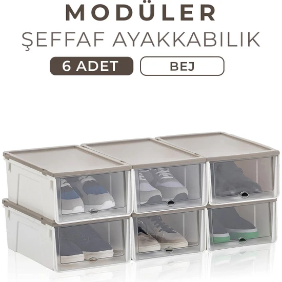 Kitchen Life 6'lı Modüler Seffaf Kapaklı Medium Ayakkablık