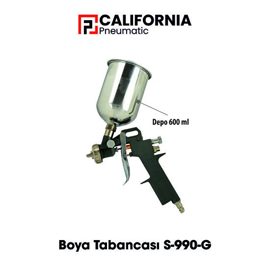 California Havalı Boya Tabancası S-990G Alüminyum Üstten Depo 4,0mm 600CC CAP69939 Calıfornıa