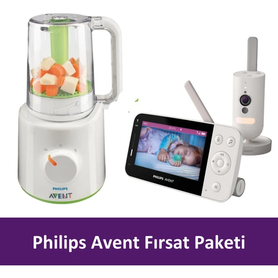 Philips Avent Buharlı Pişirici,Blender ve Bebek Monitörü (Full Hd Kamera - Gece Görüş - Baby Monitor+ Uygulama Desteği)
