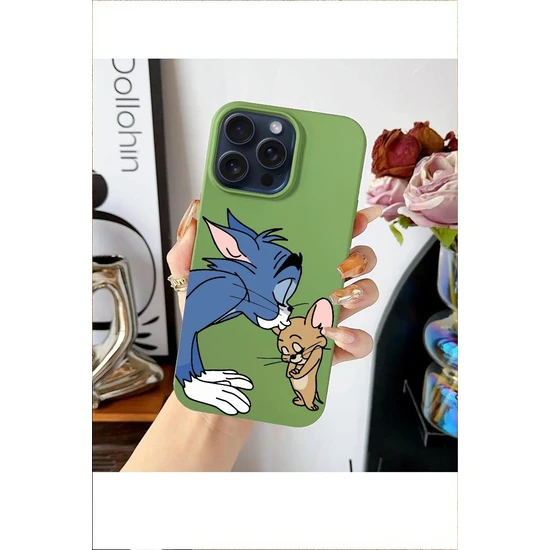 3gen Case Apple iPhone 14 Pro Uyumlu Tom ve Jerry Desenli Renkli Lansman Içi Kadifeli Kılıf