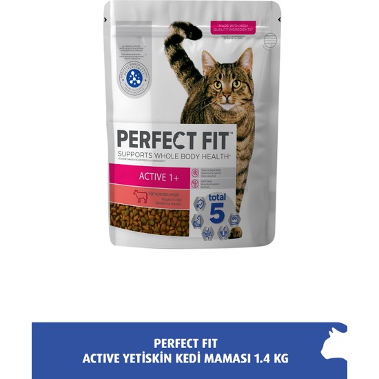 Perfect Fit Active Yetişkin Kedi Maması 1.4 kg Sığır Lezzeti ile Tam Beslenme