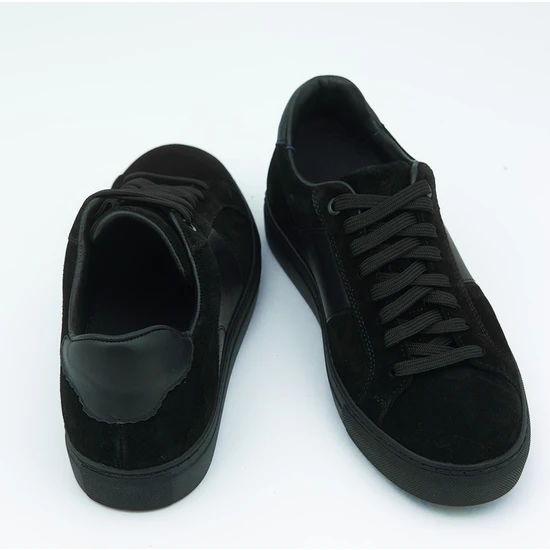 Elevold +6 cm Boy Uzatan Gizli Topuklu Deri El Yapımı Süet Erkek Spor Ayakkabı Sneaker