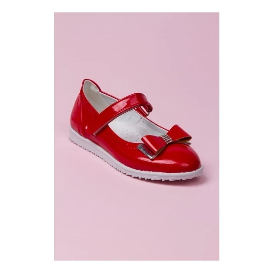 Kız Çocuk Kırmızı Yumuşak Deri Günlük Ayakkabı