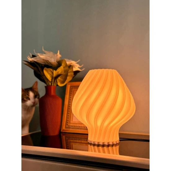 Limon 3Design Modern ve Dekoratif Beyaz Gece Lambası Abajur