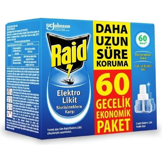 Raid Elekro Likit 2 Yedek, Ekonomik Paket, 60 Gece (Sivrisineklere Karşı)