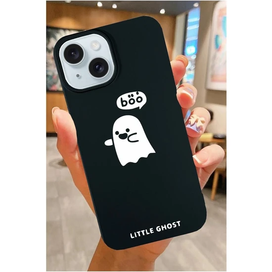 3gen Case Apple iPhone 15 Sevimli Hayalet Desenli Renkli Içi Kadifeli Lansman Kılıf