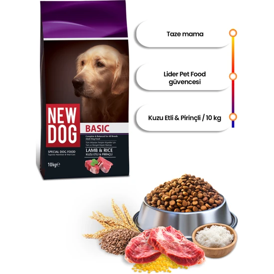 New Dog Kuzu Etli - Pirinçli Yetişkin Köpek Maması 10 kg