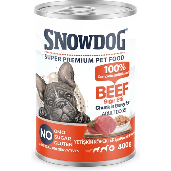 Snow Dog Premium Parça Etli Sığırlı Köpek Konservesi 12 ADET*400 G