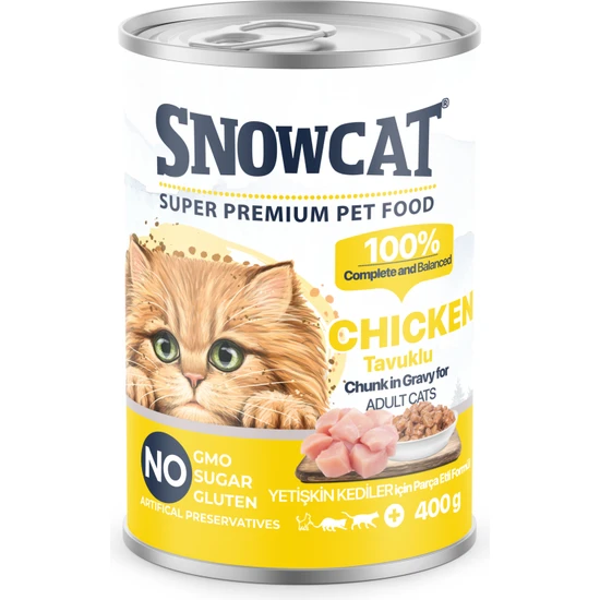 Snow Cat Premium Parça Etli Tavuklu Kedi Konservesi 12 ADET*400 G