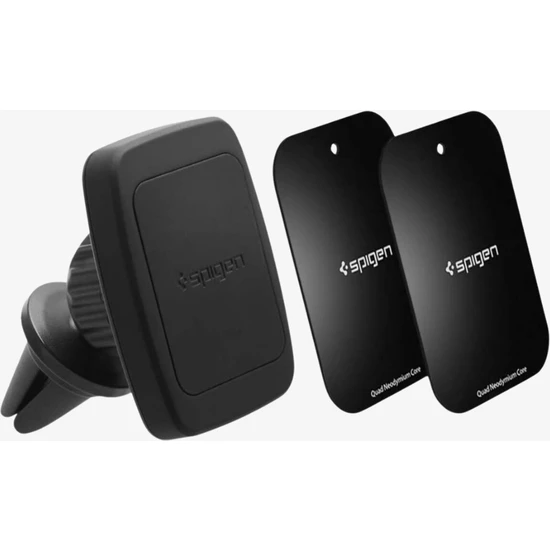 Spigen Air Vent Manyetik Araç içi Telefon Tutucu + 2 Adet Manyetik Plaka (Tüm Cihazlarla Uyumlu Araç Tutacağı) Kuel H12 - 000CD20115