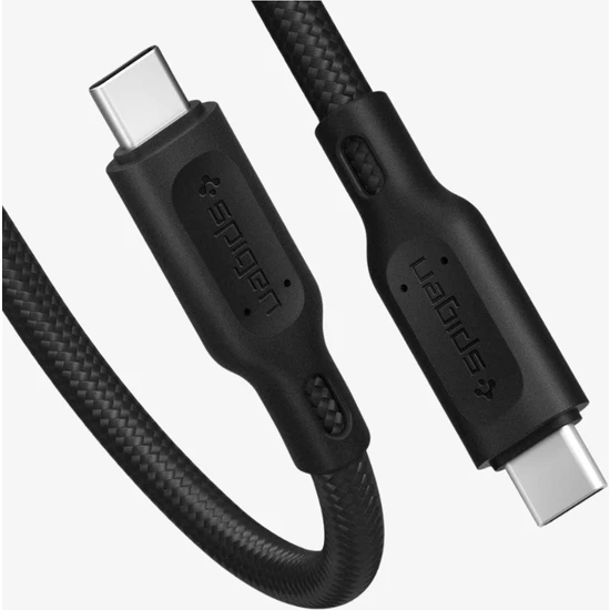 Spigen DuraSync USB-C to USB-C (1 Metre) Hızlı Şarj/Data Kablosu 100W Güç Destekli Kevlar C10C3 Black - 000CA25705