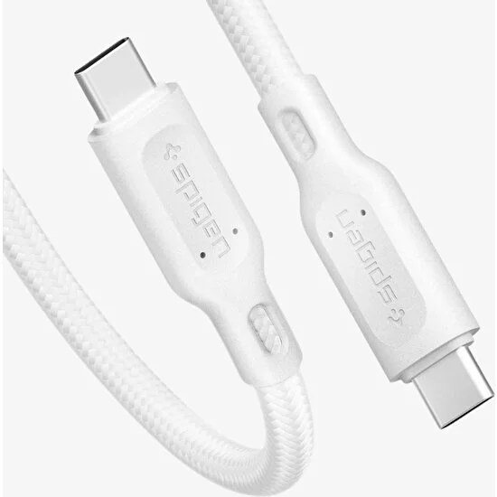 Spigen DuraSync USB-C to USB-C (1 Metre) Hızlı Şarj/Data Kablosu 100W Güç Destekli Kevlar C10C3 White - 000CA25706