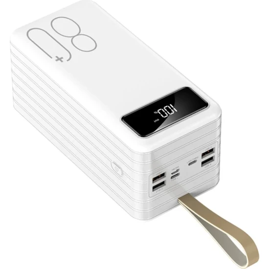 Castu 80.000 Mah Powerbank 4 USB Micro Type-C Lıghtnıng Girişli El Fenerli Taşınabilir Şarj Aleti