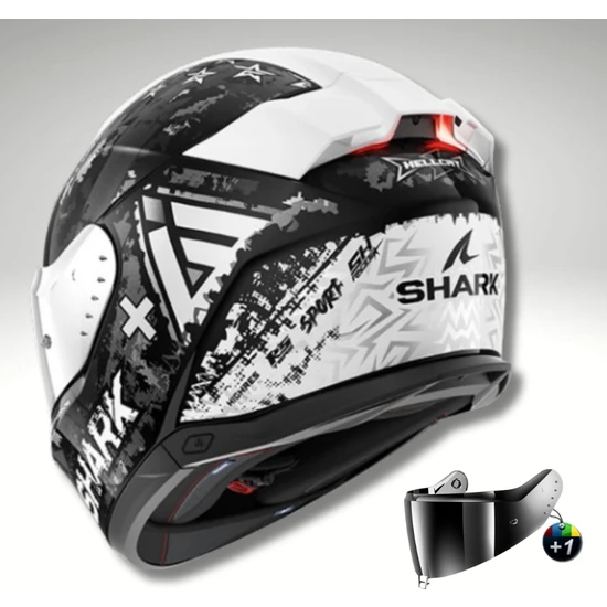 Shark Skwal I3 Hellcat Kus Ledli Kapalı Kask - Siyah/beyaz