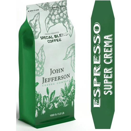 John Jefferson Espresso Çekirdek Kahve Super Crema 1000 gr