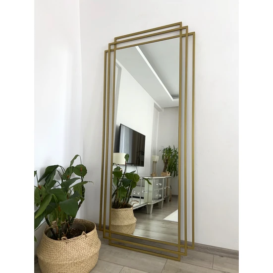 Effe Yapı Dekor Gold Metal Çerçeveli 180X80 cm Dekoratif Ayna