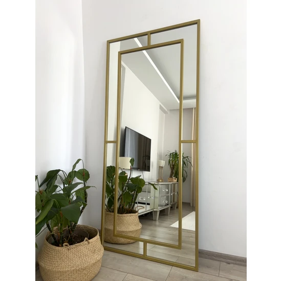 Effe Yapı Dekor Gold Metal Çerçeveli 180X80 cm Dekoratif Ayna