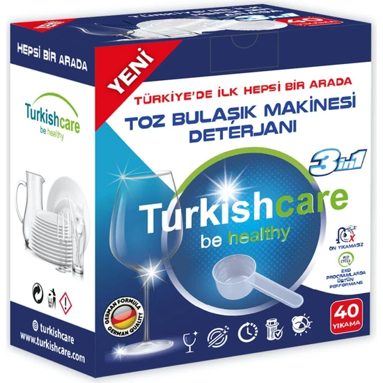 Turkishcare Ekonomik Hepsi Bir Arada Toz Bulaşık Makinesi Deterjanı 40 Yıkama