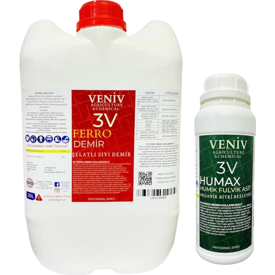 Veniv 3V %8 Ferro Demir 20 Lt + Veniv 3V Humax Hümik Asit 1 Lt