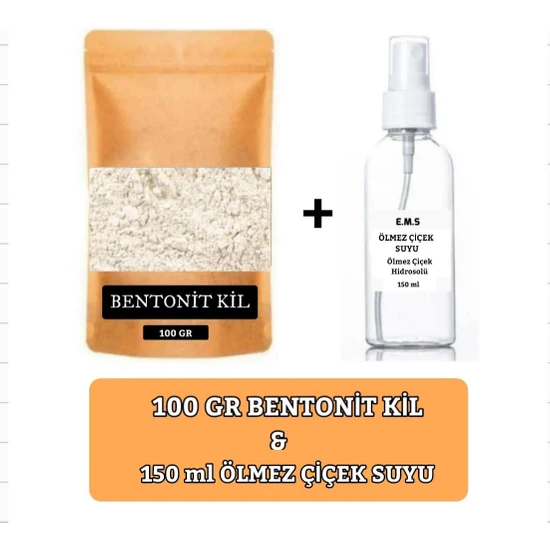 Bentonit Kil Maskesi 100 gr & Ölmez Çiçek Suyu 150 ml Bentonit Kil Maske Seti.