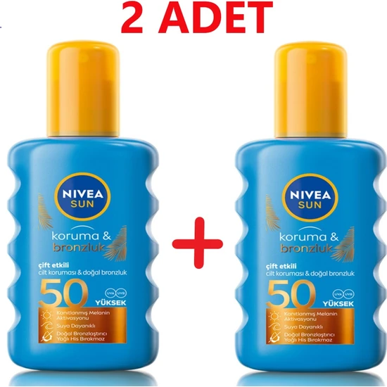 Nivea Sun SPF50 Güneş Koruyucu & Bronzluk Güneş Kremi 2 Adet