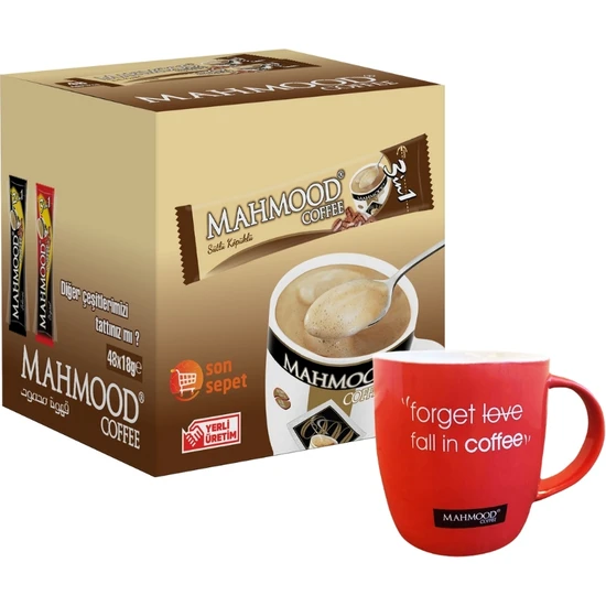 Mahmood Coffee 3 Ü 1 Arada Sütlü Köpüklü 48 Adet ve Kupa Bardak