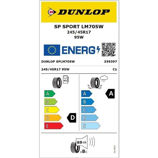 Dunlop 245/45 R17 Tl 95W Sp Sport LM705 Oto Yaz Lastiği ( Fiyatı