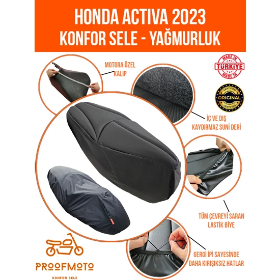 PROOFMOTO Honda Activa (2023 Yeni Kasa) Konfor Sele ve Yağmurluk Kılıf