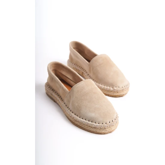 Mubiano Collection Kadın Süet Espadril Babet Bej -Mcsvt23Tms002-Bj