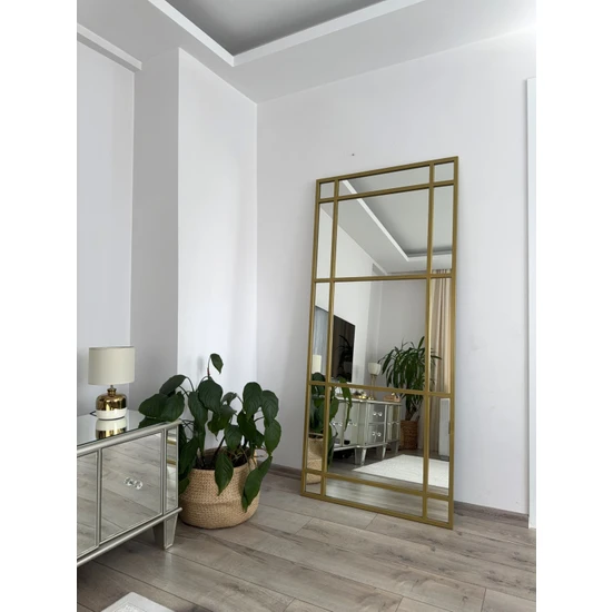 Effe Yapı Dekor Gold Metal Çerçeveli 180*80 cm Dekoratif Boy Aynası