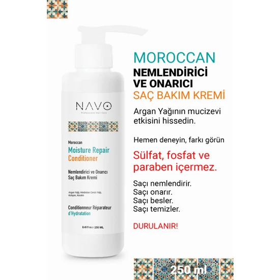 Navo Moroccan Nemlendirici Ve Onarıcı Saç Bakım Kremi