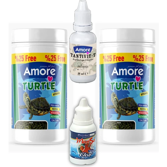 Amore Turtle Green Calcium Sticks 2X125 ml Su Kaplumbağası Yemi, Clear, Vitamin Seti