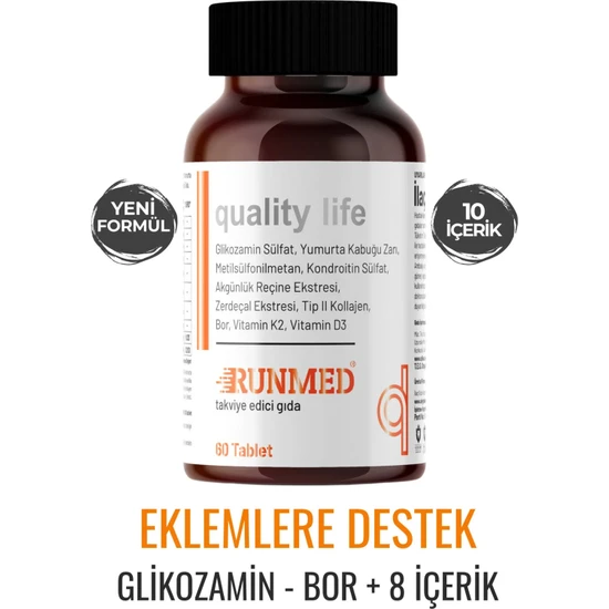 Runmed 60 Tablet Glukozamin Msm Kondroitin Tip 2 Kollojen, D Ve K Vitamini, Yumurta Kabuğu Zarı