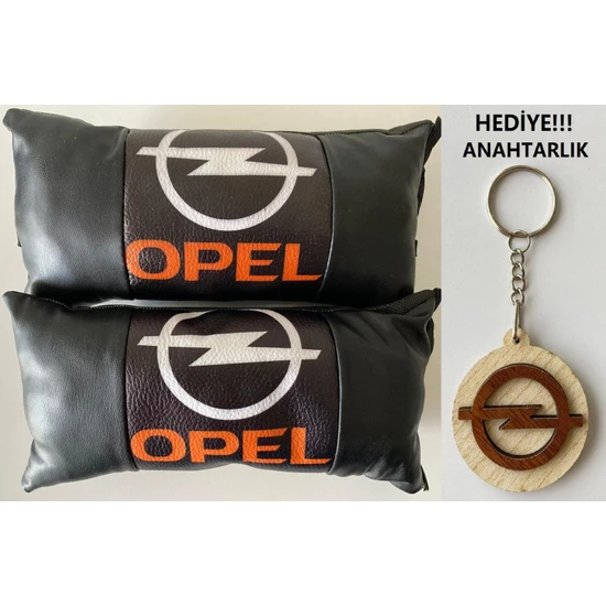 Nevemay Opel Logolu 2'li Oto Boyun Yastığı, Hediye!!! Araç Marka Logolu Anahtarlık