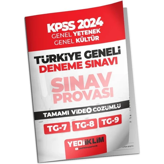 Yediiklim Yayınları 2024 KPSS GY-GK Türkiye Geneli Tamamı Video Çözümlü Sınav Provası 3 Deneme
