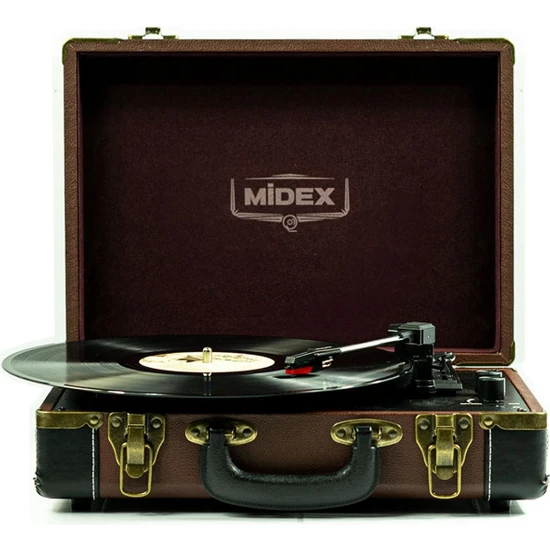 Midex Mtx-101BN Nostaljik Retro Pikap Plak Çalar Şarjlı ve Bluetooth'lu