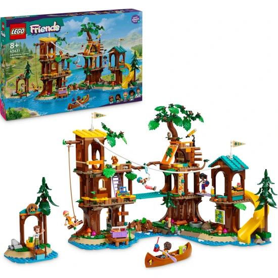 LEGO® Friends Macera Kampı Ağaç Ev 42631 - 8 Yaş ve Üzeri Çocuklar için Leo, Aliya, Jamila ve Olly Minifigürü İçeren Yaratıcı Oyuncak Yapım Seti (1128 Parça)