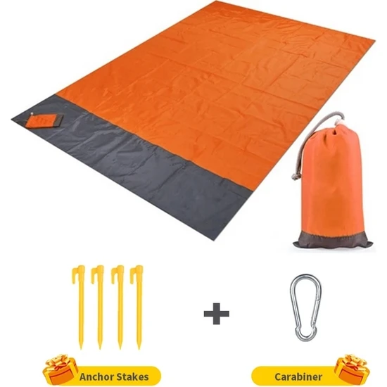 Chaoduo Shop Turuncu Tarzı 200X140CM 2x2.1m Su Geçirmez Cep Plaj Battaniyesi Katlanır Kamp Mat Yatak Taşınabilir Hafif Mat Açık Mat Kum Plaj Mat (Yurt Dışından)