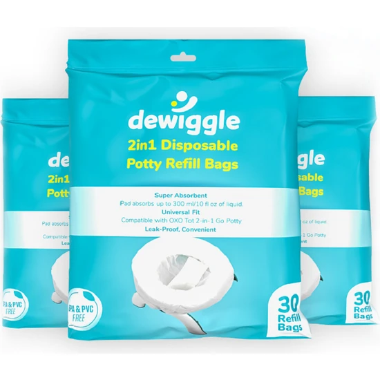 Dewiggle [90 Lı Super Eko Paket] Portatif Lazımlık Poşeti 300 ml E Kadar Su Emici Ped