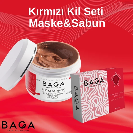 Baga Kırmızı Kil Seti Maske & Sabun