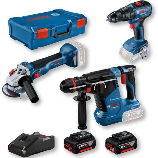 Bosch Gbh 187-LI + Gws 18V-10 + Gsr 18V-50 2x5,0 Ah Akülü Set