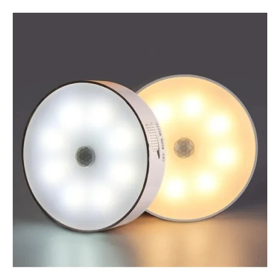 Okalisto Hareket Sensörlü LED Işık 8 Ledli Beyaz Lamba USB Şarjlı On/auto/off Modlu Dolap Içi, Koridor. Mutfak