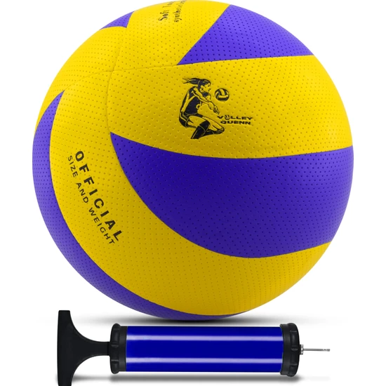 Telvesse Yapıştırma Voleybol Topu Pompalı Set Soft Touch Iç-Dış Mekan Uygun 8 Panel Mavi 280 Gram